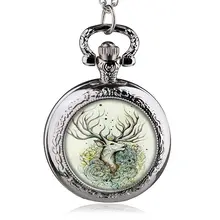 Высококачественные лучшие продажи кварцевые карманные часы Новая мода олень шаблон брелок цепи часы для мужчин женщин HB950-7
