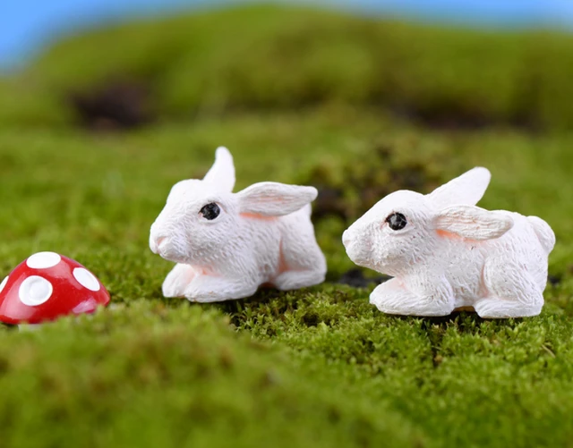 2pcs/lot Mini Animals Resin Small Bunny 1.5cm Fairy Garden Decor