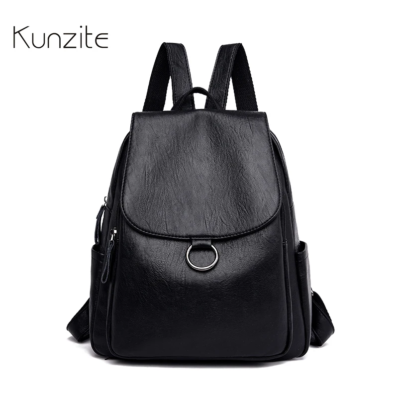 Luxury Split Leather Backpack Bags for Women Daily Use School Book Backpack for Teenager Girls Casual Black Daybag Rucksack Bags