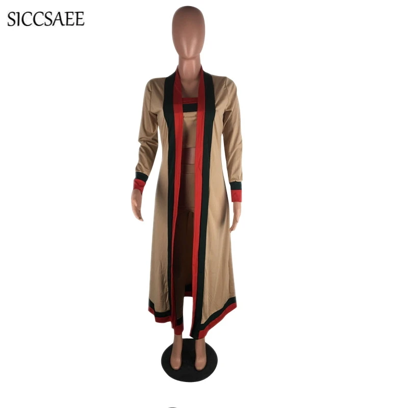 Striped Printed 3 Piece Set Women Long Cardigan African Style Dashiki Tube Bodysuit Strapless Crop Top Pants Suits Plus Size