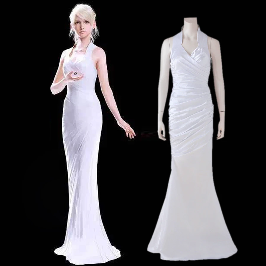 Final Fantasy Xv Lunafreya Nox Fleuret Cosplay Sexy Costume White Fancy Dress Anime Halloween Girl Customize Adult Women Fancy Dress Final Fantasy Xvhalloween Costume Adult Aliexpress