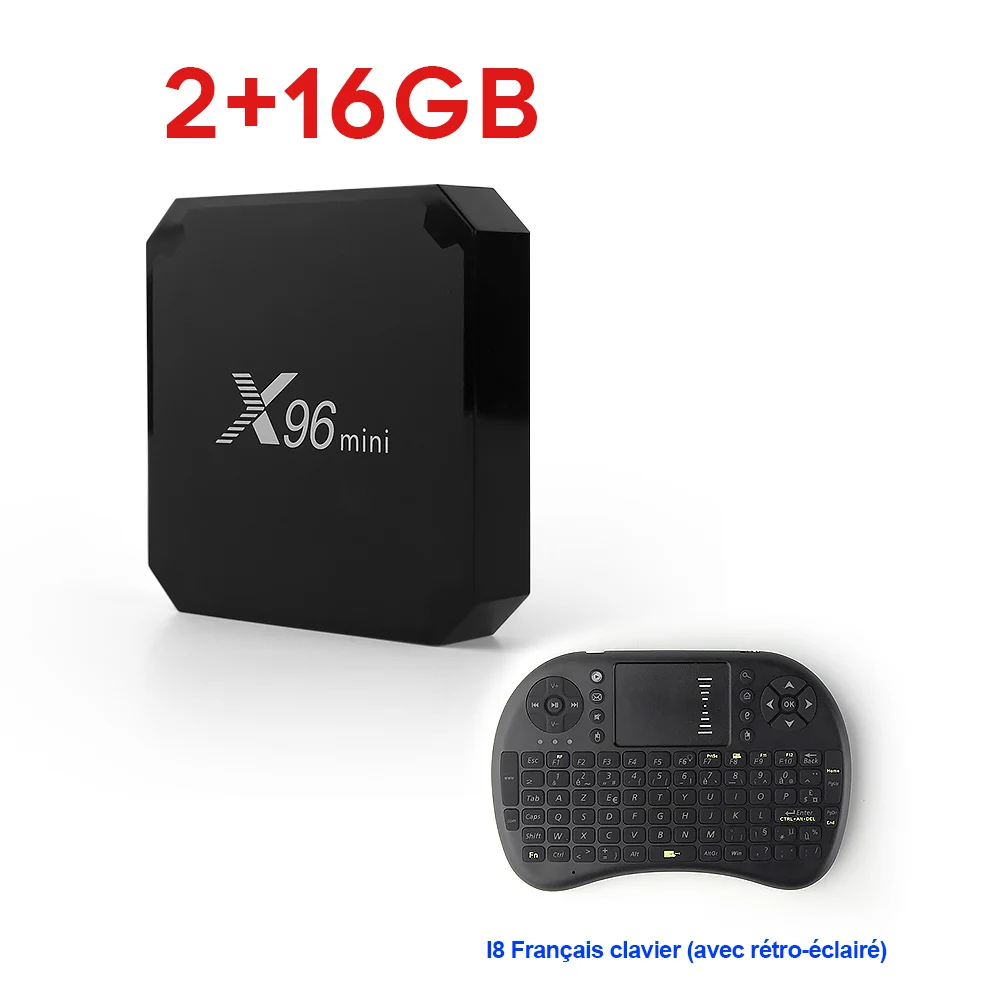 X96 Мини Android 7,1 2+ 16G/1+ 8G ТВ коробка Amlogic S905W Четырехъядерный 4K 100M LAN Поддержка 2,4 ГГц wifi H.265 декодер Android X96Mini Box - Цвет: 216X96Mini i8 French