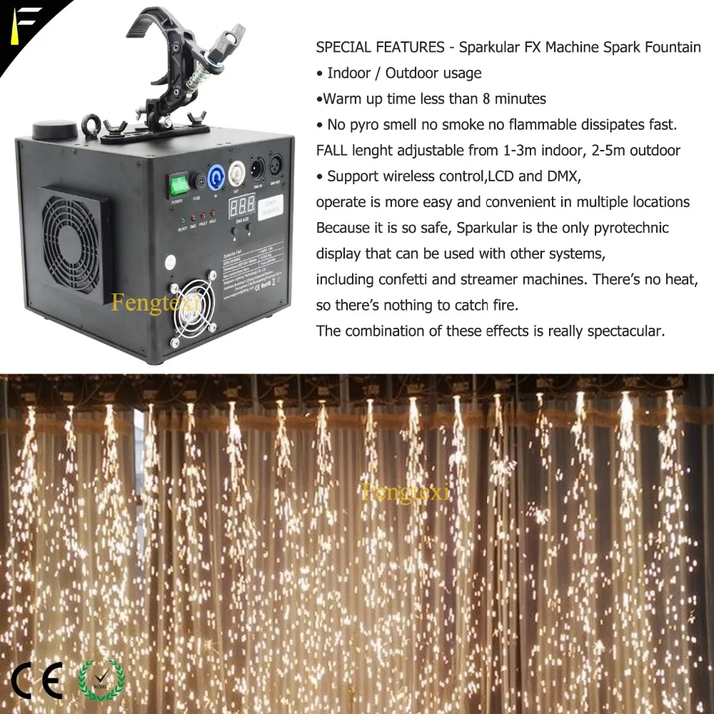 

Fall Sparkular FX Machine Cold Spark Stream Fountain Meteor Waterfall Flame Firework Sparkler Display at Wedding Celebration