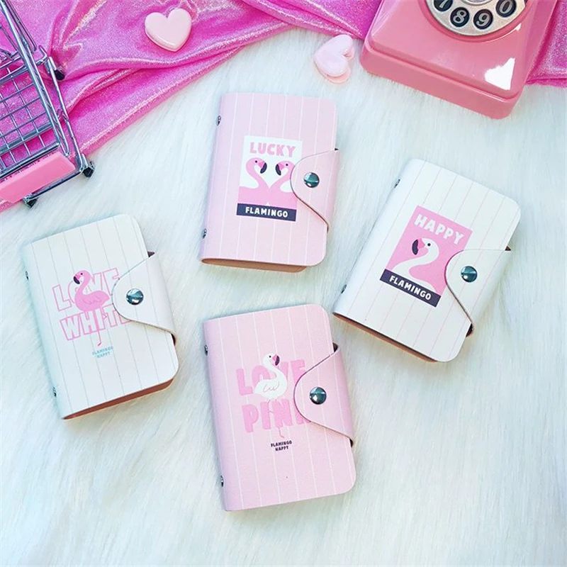 

Credit Card Holder Business Holder Card Flamingo Cartoon Card Pack Cartoon PU Checkbook