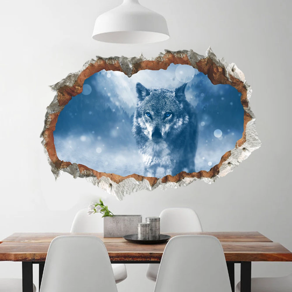 Arctic Snow Wolf настенные наклейки 3D яркие разбитые постер росписи гостиной спальни