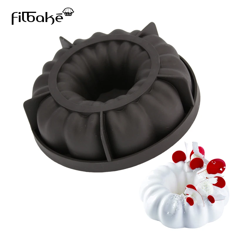 

FILBAKE 3D Round Shaped Queen Black Cake Molds Silicone Baking Chocolate Mousse Ice-cream Pan Dessert Decorating Tools