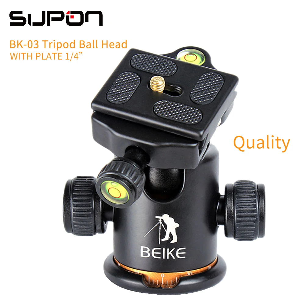 

Supon Aluminum BK-03 Tripod Ball Head +Quick Release Plate Pro Camera Tripod Max load 8kg for Nikon Canon Sony Olympus Fujifilm