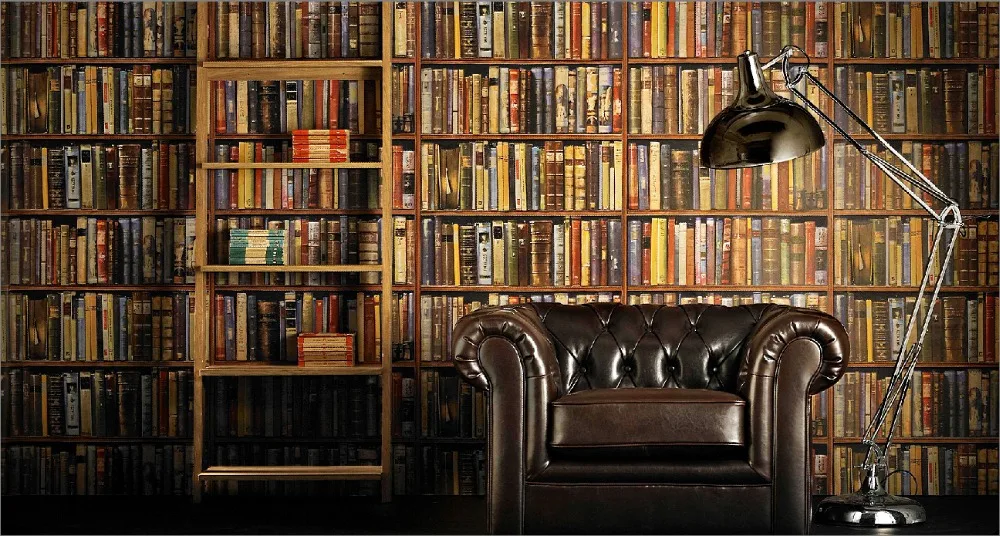 5x7FT Long Bookcase Books Case Shelf Sofa Lamp Study Custom Photo