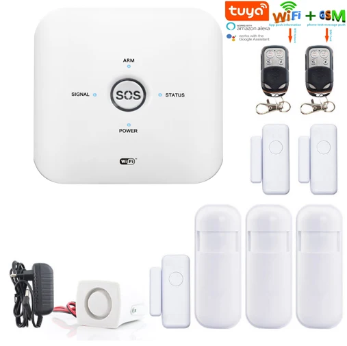 

Yobang Security Tuya APP GSM WIFI Home Security Alarm System DIY Alarm Kits For Amazon Alexa Smoke/Fire Sensor Motion Alarm