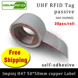 RFID метка UHF стикер Impinj h47 печати медь этикетки 915mhz868mhz epc6c 20 штук Бесплатная доставка клей пассивный rfid метки