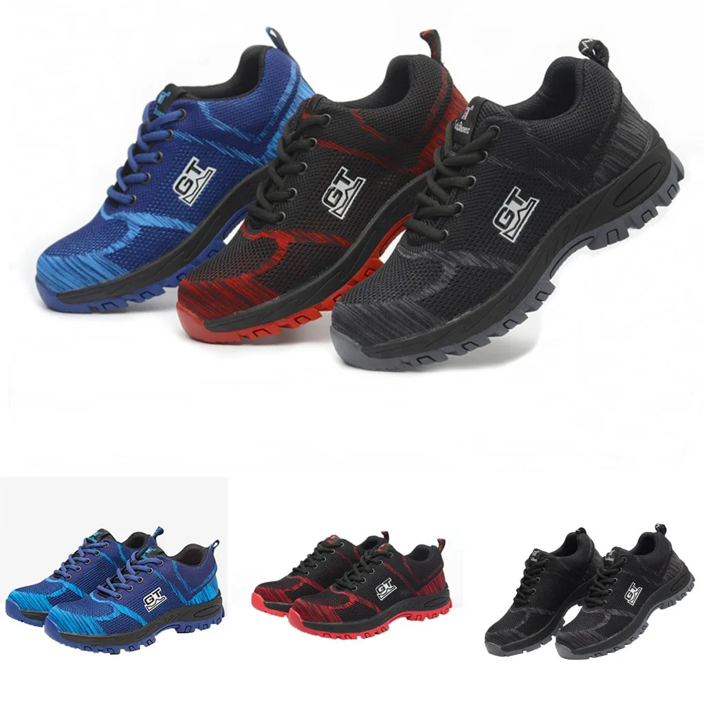 

Men Summer Breathable Flying Woven Mesh Safety Shoes Steel Toe Non-slip Cap Work Solid Shoes Med Heel Height Anti-mite Apr 8