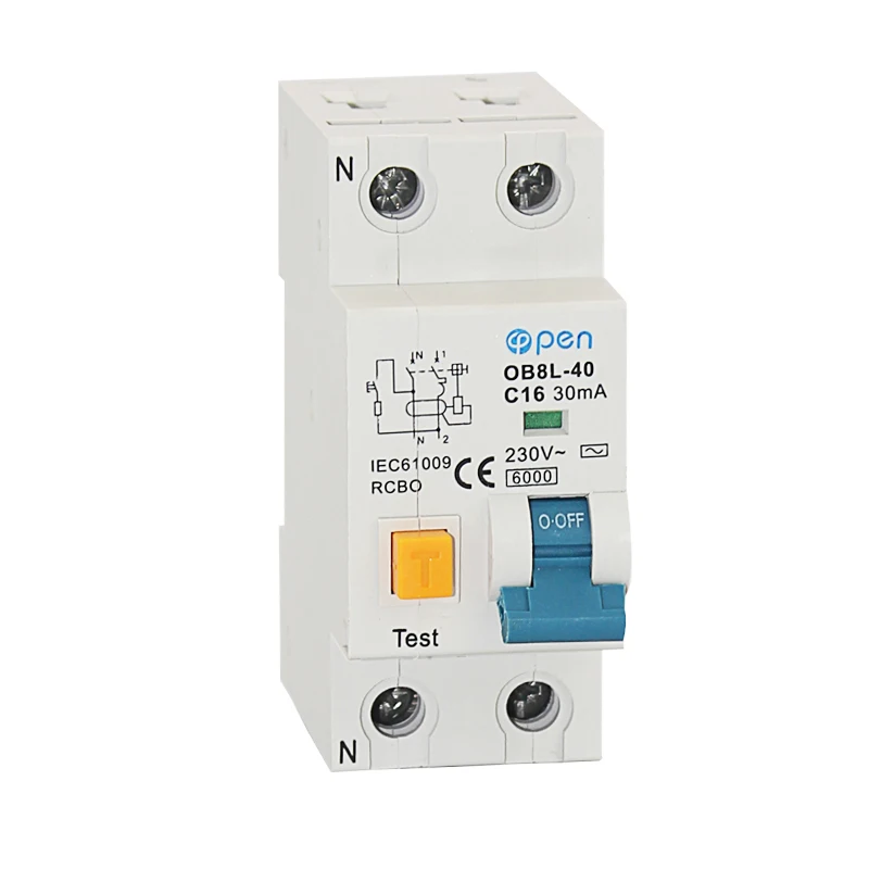 

OB8L-40 1P+N 16A/20A//32A/40A Leakage Current Circuit Breaker 30mA RCBO for Overload , leakage, Short Circuit Protection