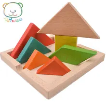 Большие красочные Развивающая игра головоломка Танграм воображение и интеллекта обучения Игрушечные лошадки для От 1 до 5 лет дети