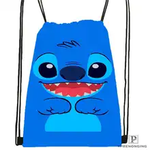 Изготовленная на заказ Lilo-Stitch-Happy походная сумка на шнурке милый рюкзак для детей(черная спинка) 31x40 см#180612-02-3