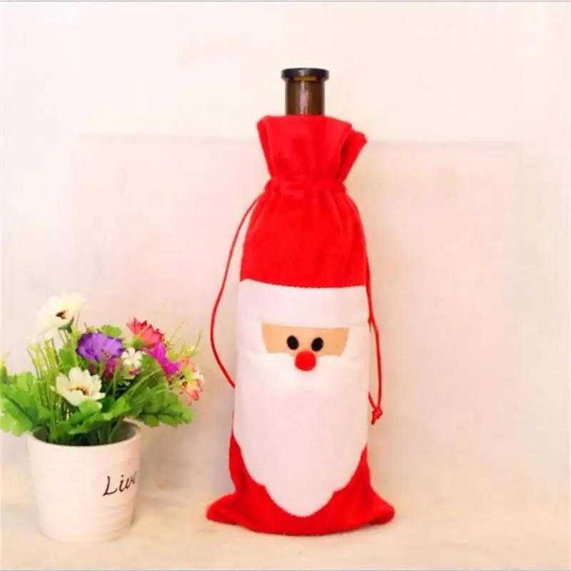 

K15282 Christmas Ornament Santa Claus Red Bottle Cover Family Party Daily Supplies New Year gift Christmas decoration supplies
