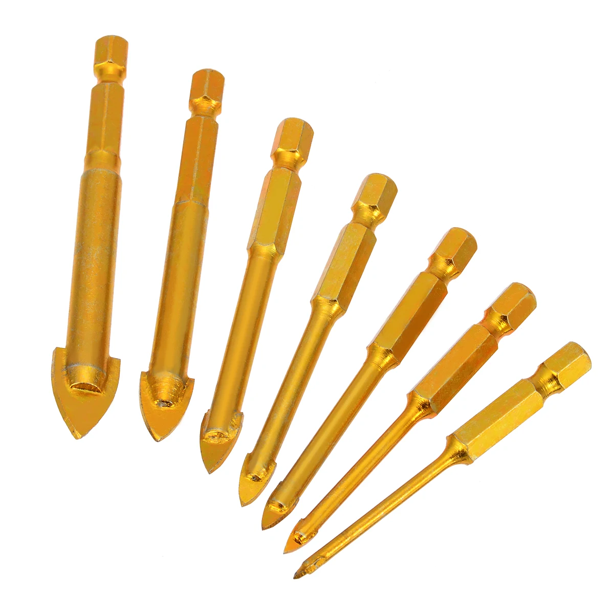 7pcs Spear Head Tile Glass Drill Bits Set 1/4" Hex Shank Porcelain Ceramic Hole Cutter 3/4/6/8/10/12mm For Electric Drill