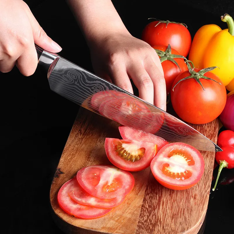 XITUO поварские ножи из высокоуглеродистой нержавеющей стали, нож для овощей Santoku, набор из пяти предметов для резьбы по тыкве, kitcheb, комплект ножей, Подарочный инструмент
