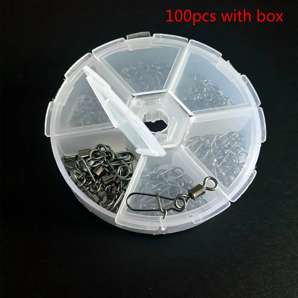 100pcs set Rolling Swivel With with Coastlock Snap 6 mixture Sizes Fishing Trackle font b Accessories