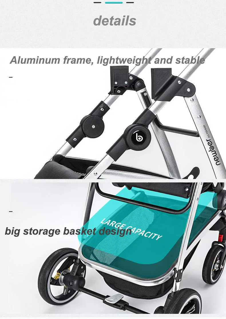 Высокая пейзажная детская коляска для новорожденных, сидящая и Лежащая детская складная прогулочная коляска, детская коляска