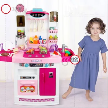 

Children's Real Life Big Kitchen Pretend Play Toys for Children Boy and Girl Cook Sound Light Real Water Meal Kitchen Playsets