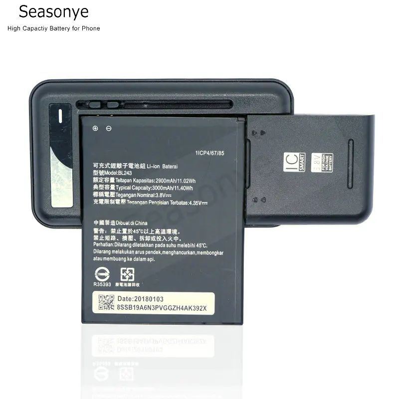 Seasonye 2900 мАч BL243 сменный аккумулятор + универсальное зарядное устройство для lenovo