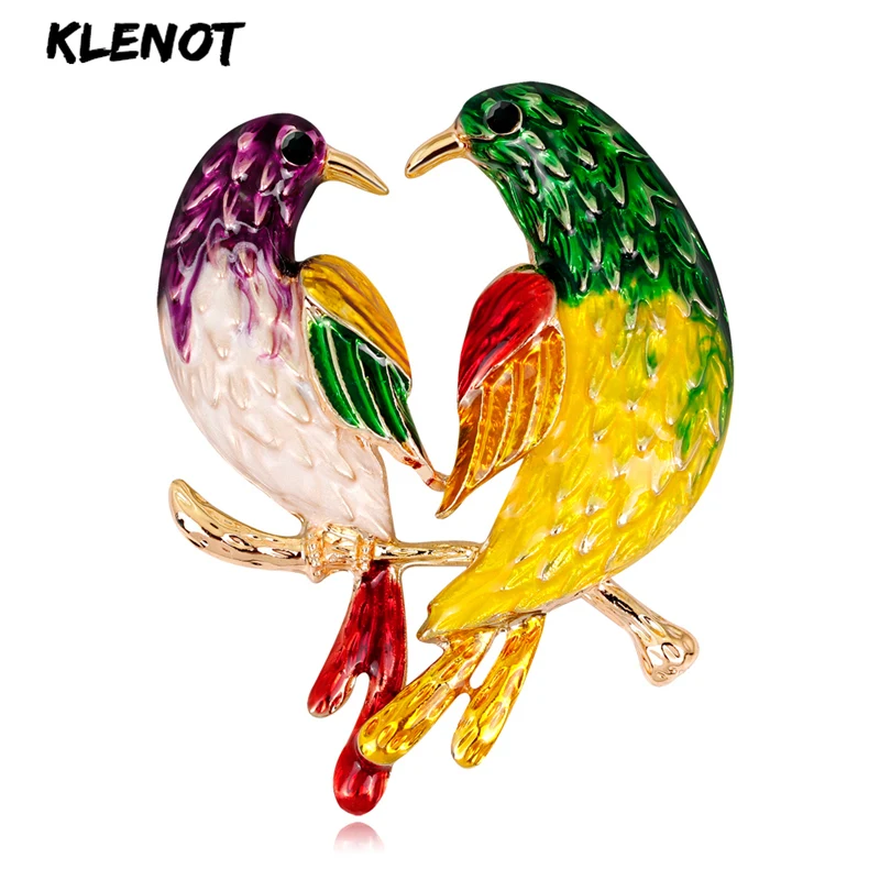 

Creative Parrot Brooch Animal Bird Branch Brooches Colorful Enamel Crystal Pins Women Festival Love Jewelry Valentine's Day Gift