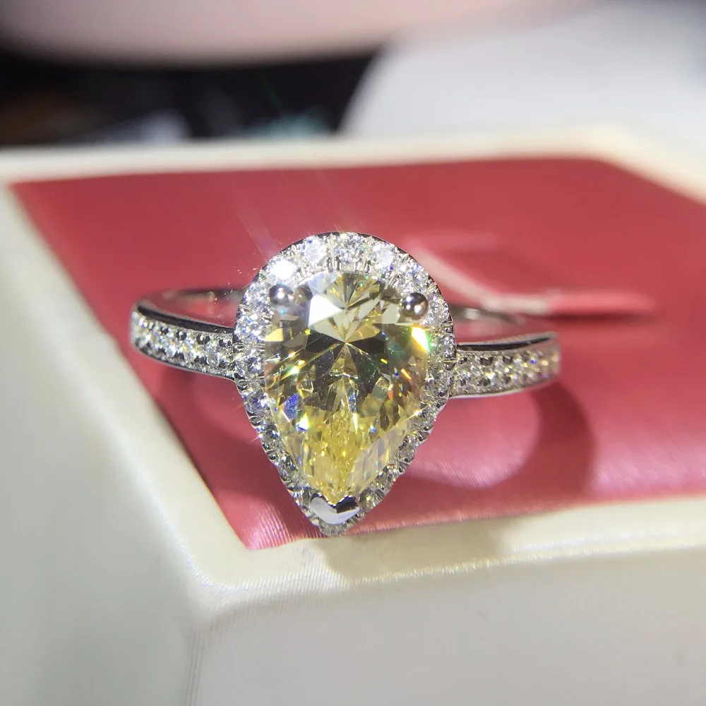 

luxurious Style 3 Carat sona Gem Pear Cut Engagement Rings For Women,Water drop engagement ring, pear cut teardrop ring