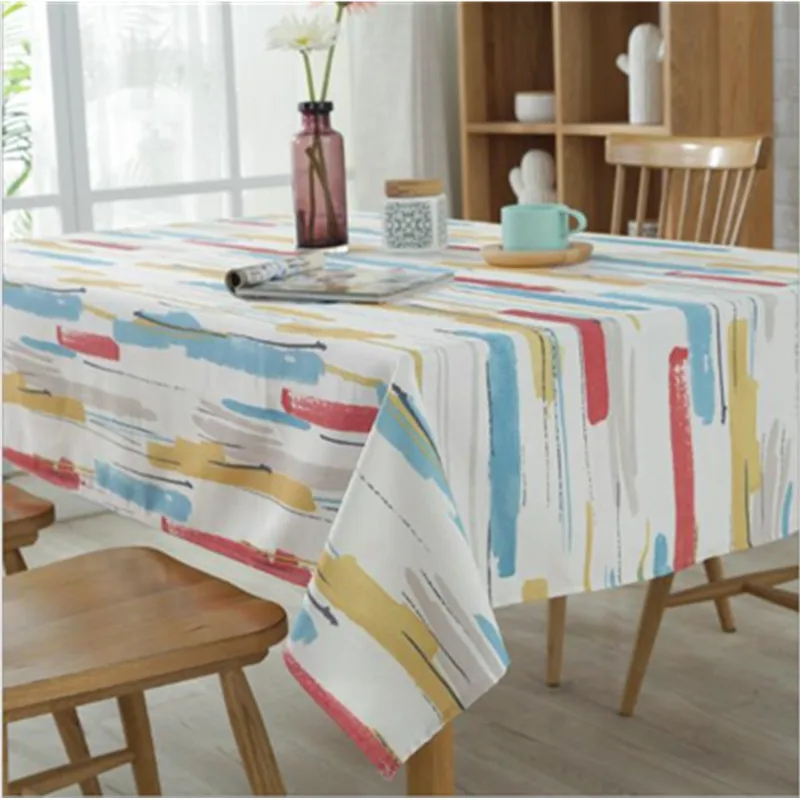 

Triangle Printed Patterns Table Cloth Cotton Linen Dining Decorated Mediterranean style can wash the tablecloth