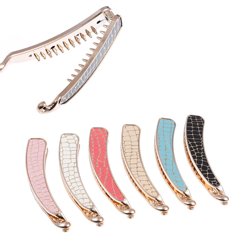 

M MISM Women High Quality Crocodile Stripe Acetate Banana Hair Comb Clips Gorgeous Elegant Bun Holder Hairgrips Hair Accessories