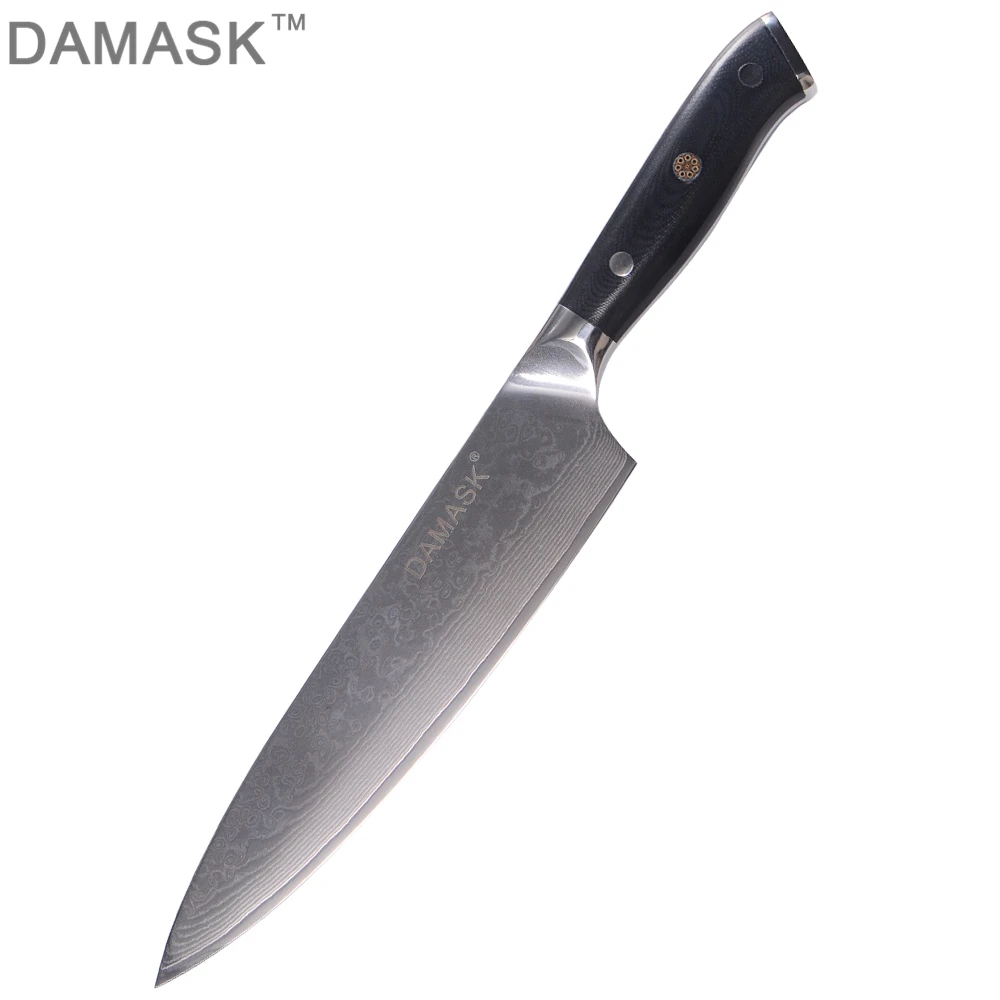 

DAMASK Japanese Damascus Knife 8 Inch Chef Knife High-end Handmade Cooking Tool Black G10 Handle VG10 Steel Blade Kitchen Knife