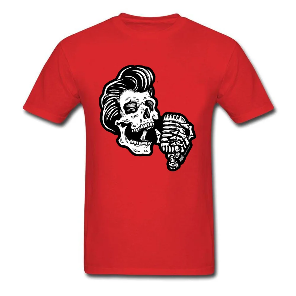 Rockabilly Greaser Skull Pure Cotton Family Tops Tees Funny Short Sleeve Men T Shirts Casual Summer Tee Shirts Crew Neck Rockabilly Greaser Skull red