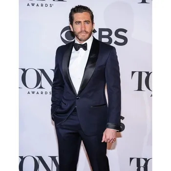 

2020 Dark Blue Men Suit Jacket Pants Regular Fit Slim For Wedding Groom Tuxedos Men Suits Blazers Costume Homme (Jacket+Pants)