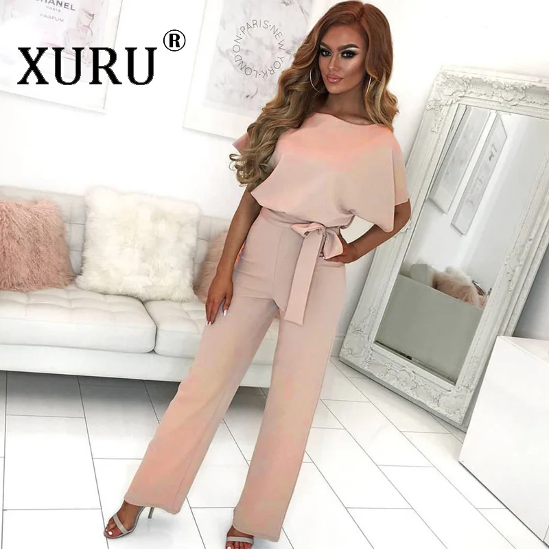 XURU Summer New Hot Sale Jumpsuit Fashion Body Buttons Short Sleeve Solid Color Long Jumpsuit XURU Summer New Hot Sale Jumpsuit Fashion Body Buttons Short Sleeve Solid Color Long Jumpsuit