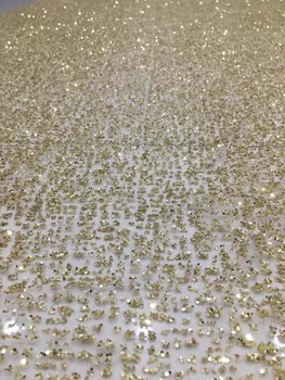 

5 Yards/lot shinning diudiu-61404 mesh glitter lace sequins fabric for wedding dress/party dress