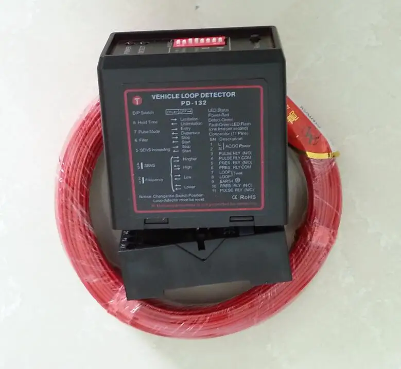 

PD132 Inductive Single way Vehicle Loop Detector for Automatic Car Parking System with 50m loop cable 0.75mm
