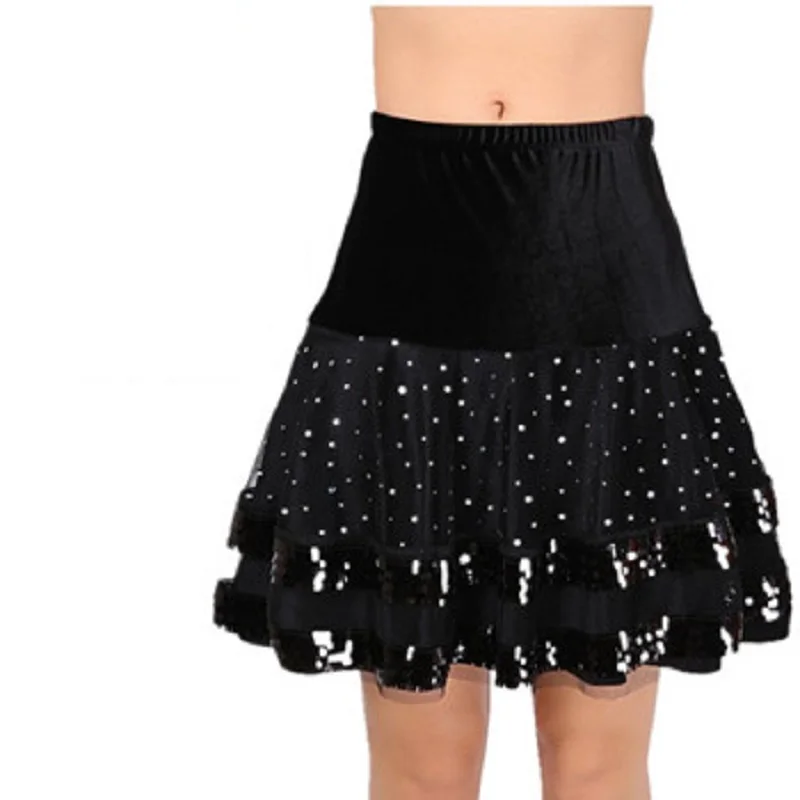 

2019 Latest Sequin Skirt Pleated Adult Dancing Ethnic Clothing