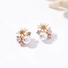 MENGJIQIAO новые цветные милые маленькие серьги-гвоздики в виде цветка для женщин модные летние серьги ювелирные изделия Стразы Букле д 'ореиль