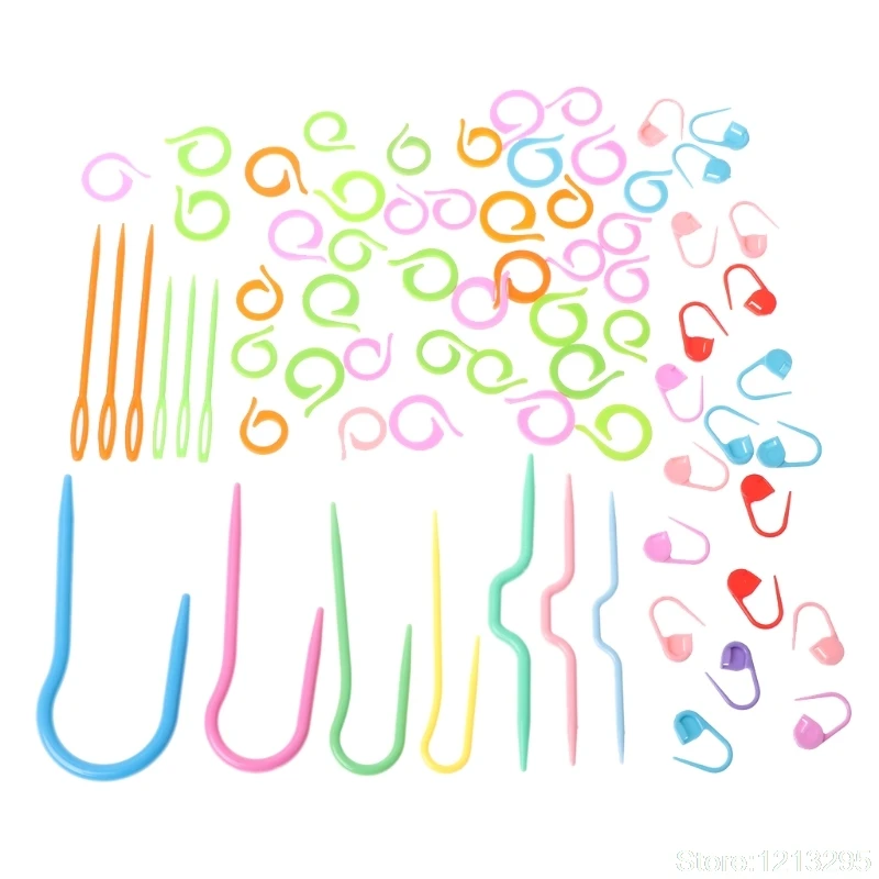 53Pcs Plastic Crochet Hook Knit Yarn Weave Knitting Needle Clip Marker Tool Set | Дом и сад