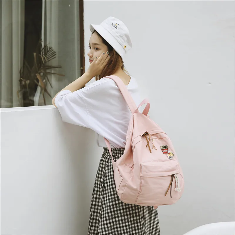 Menghuo Women Backpack for School Teenager Girls Vintage Stylish School Bag Ladies Cotton Fabric Backpack Female Bookbag Mochila (3)