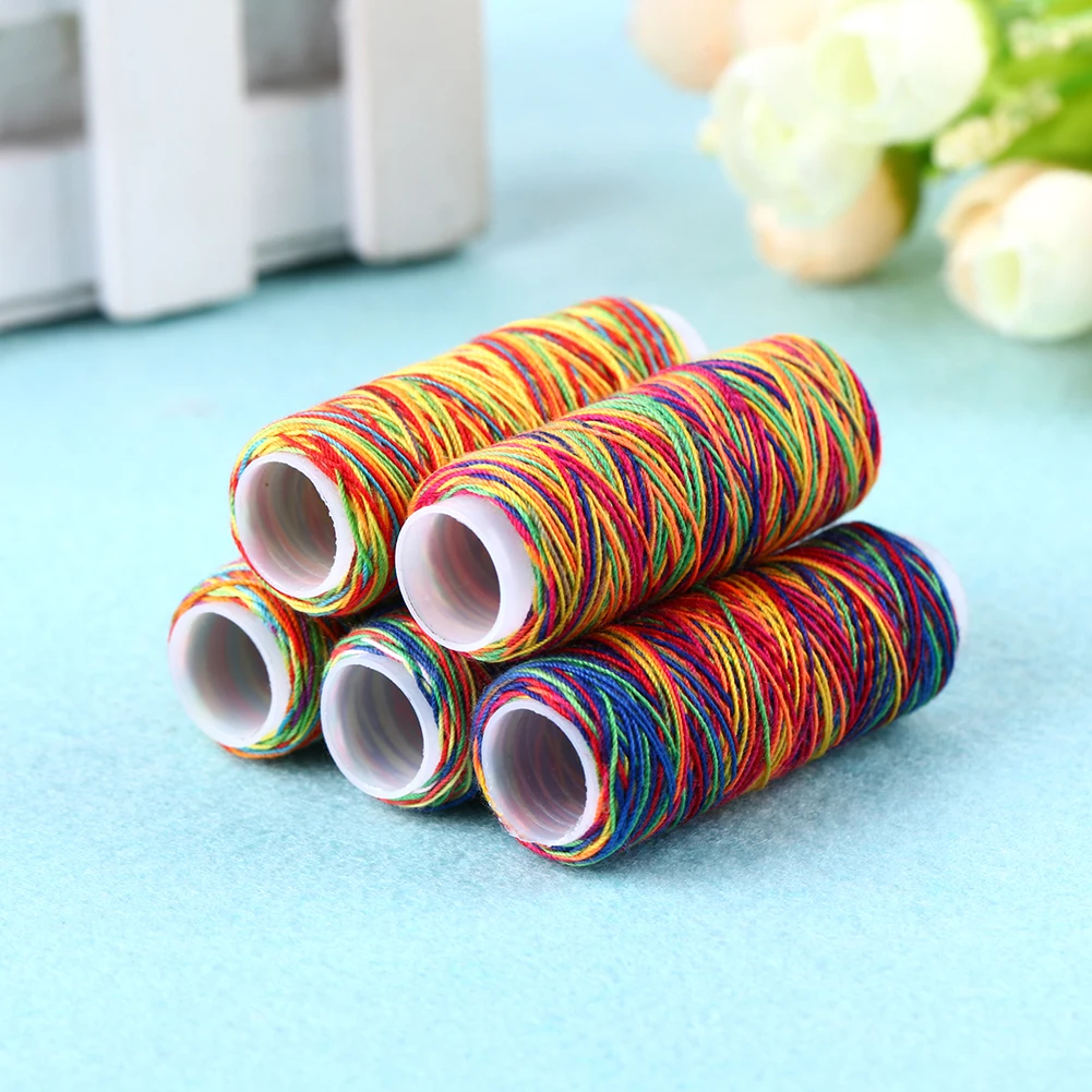 5 шт./пакет швейных ниток ручной вышивки Радуга Цвет швейных ниток, для домашнего использования, принадлежности для шитья товары Подарки
