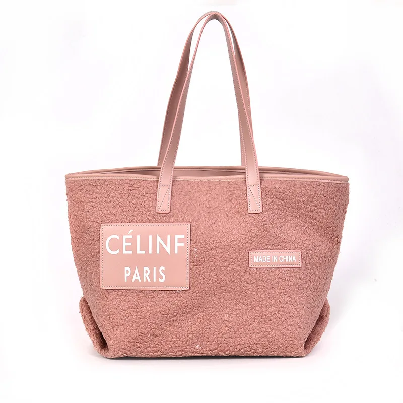 

2018 Autumn New Arrival PU Leather Women Bags High Quality Luxury Handbags Designer Shoulder Bag Velvet Chain Plush Tote bag