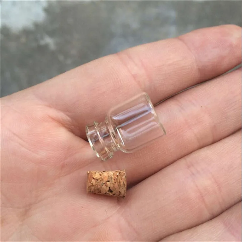 0.6ml Mini Transparent Clear Glass Bottles With Cork Empty Tiny Glass Vials Jars Small Gift Bottle 13*18*6mm 100pcs/lot