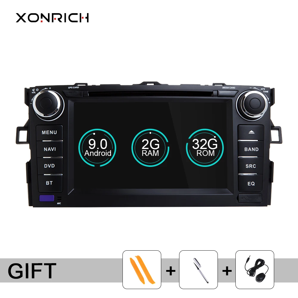 Xonrich 2 Din Автомобильный Радио GPS Android 9 0 автомобильный dvd плеер для Toyota Corolla/AURIS/Altis/2012