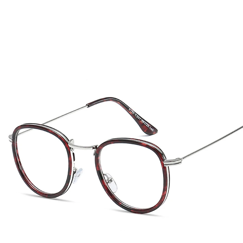 

High-end Fashion Prescription Glasses With Clear Lens Unisex Oval PC Splice Metal Eyewear Frames Vintage Couple occhiali 8132CJ