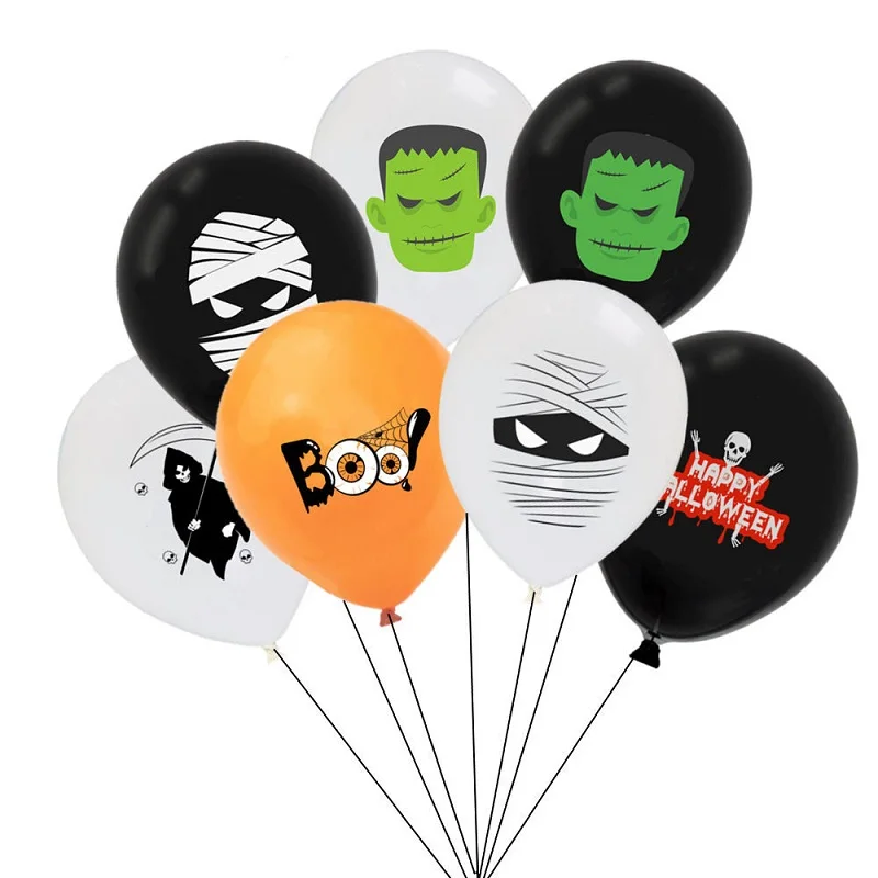 10pcs/lot 12inch Halloween Horror Bloody Balloon Ghost Skull Printed Latex Balloon for Happy Halloween Party Decoration Globos