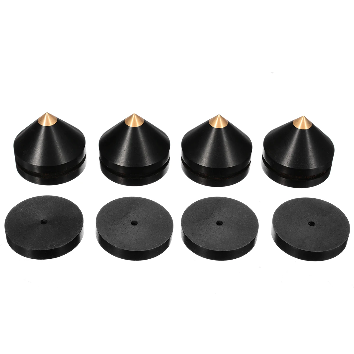 4Pcs Mini Ebony Audio Speaker Spikes Speakers Repair Parts DIY Speaker Isolation Spike Wooden Copper Stand Feet +Base Pad