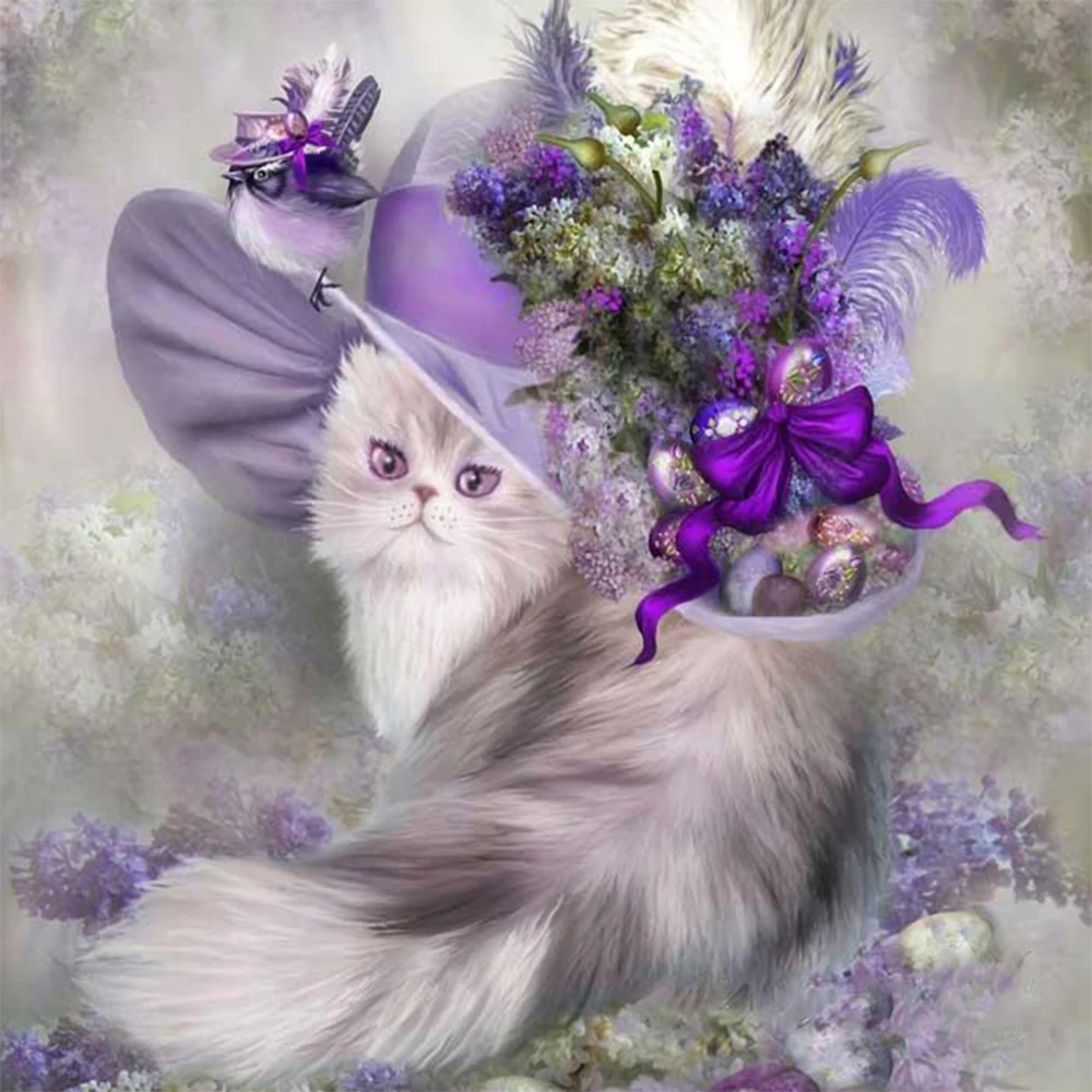 

LI LOYE 5DDIY Diamond Painting Cross Stitch Diamond Embroidery Cat princess Crystal Round Drill Home Decor Painting animal RT532