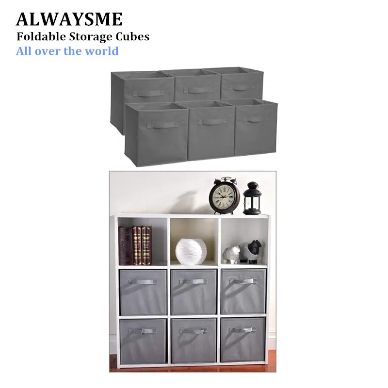 

ALWAYSME 27X27X28CM 0.46KG/PCS Foldable Fabric Cloth Storage Cube Basket Bins Organizer Containers Closet Drawers Storage Cubes