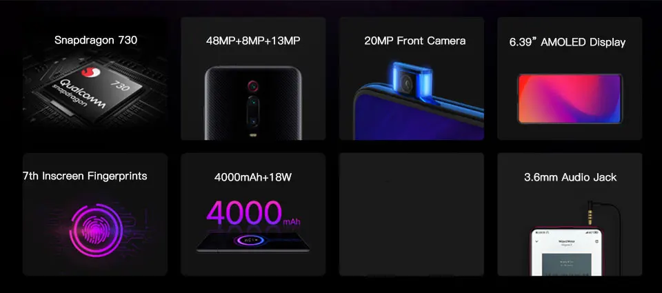 Xiaomi Redmi K20 с глобальной прошивкой, 6 ГБ, 64 ГБ, Смартфон Snapdragon 730, 48мп, камера заднего вида, всплывающая фронтальная камера 6,39 "AMOLED 4000 мАч