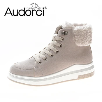 

Audorci 2018 Women Winter Fashion Martin Boots Woman Outdoor Keep Warm Snow Boot Female Casual Shoes Size 35-40 With Fur 3Color